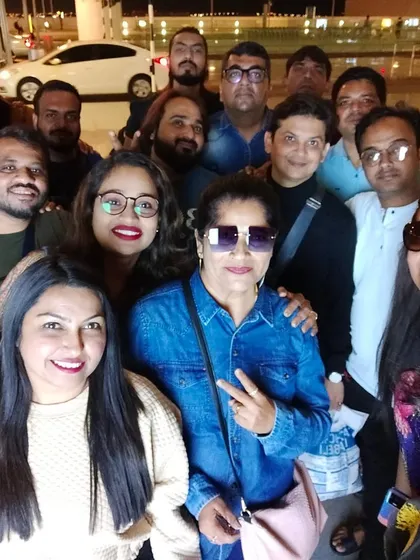 The whole team together at the airport. Thank you, Muscat, for the amazing memories. We are ready to rock Mumbai again.