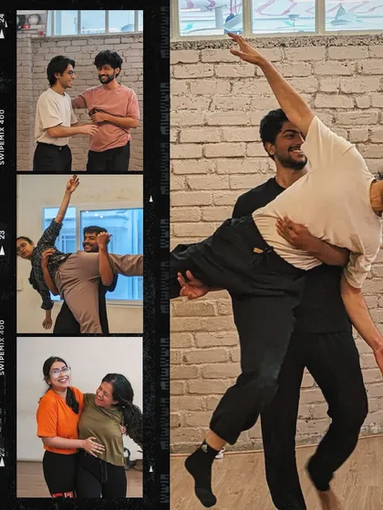 We believe in the power of partnership. This collage captures moments of trust, balance, and fun from our contemporary dance classes, where students learn to lift and support each other, building both strength and connection.