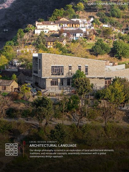 The Lodsi Community Project for Forest Essentials is rooted in its local architectural language. We used locally sourced stone and vernacular construction techniques to create a modern facility that sits harmoniously within the Himalayan village landscape.
