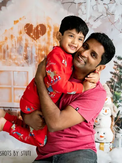 A big hug from dad in a winter wonderland. My snowy cabin set is a favorite for creating cozy and playful Christmas memories.