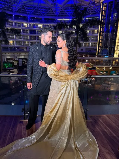 Another romantic shot of the couple. The makeup is designed to look flawless from every angle.