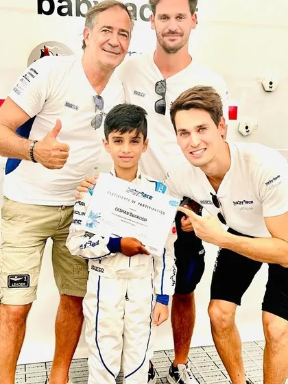 Our driver receiving his certificate of participation at the Baby Race Summer Camp in Italy.