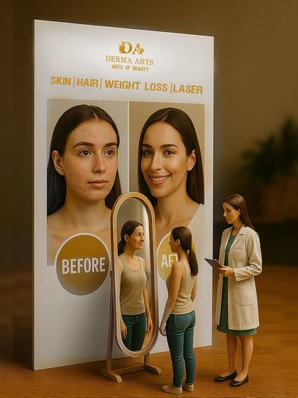 This image represents our core philosophy. We don't just treat skin, hair, or weight concerns; we transform confidence through personalized, dermatologist-led treatment plans. Your glow-up starts here.