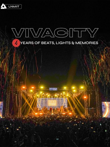 Celebrating four years of partnership with Vivacity LNMIIT. This wide shot captures the massive crowd and the explosive confetti moment we engineered.