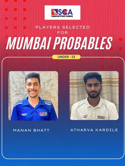 Our senior players Manan Bhatt and Atharva Kardile have been selected for the U-23 Mumbai Probables. This reflects their successful transition from junior to senior cricket.