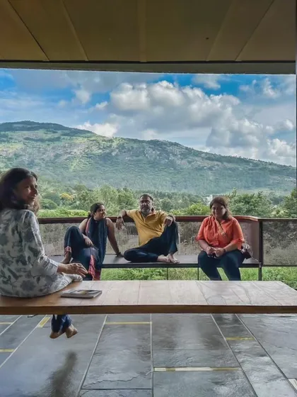 This is the essence of my work: creating spaces for connection and contemplation. Here at Villa Soham, a simple swing becomes a vantage point for experiencing the infinite, blurring the lines between the home and the majestic Nandi foothills.