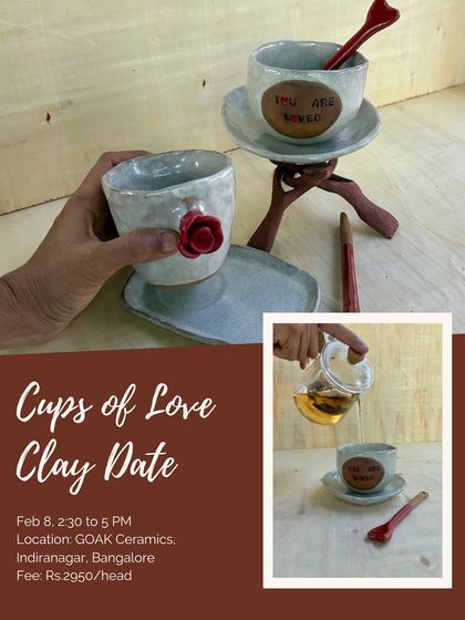 Join our 'Cups of Love' workshop to create a cozy cup and saucer set. This is a great way to spend an afternoon, whether you come solo or with a loved one, and you'll leave with a piece you made yourself.