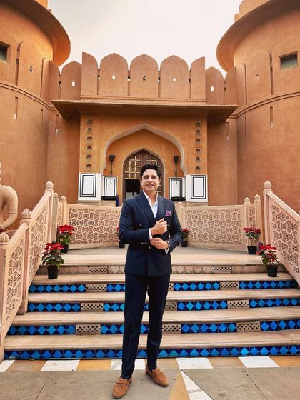 Ready for an event at a fort-style venue in Jaipur. The grand entrance and traditional architecture create a powerful first impression for a royal wedding experience.