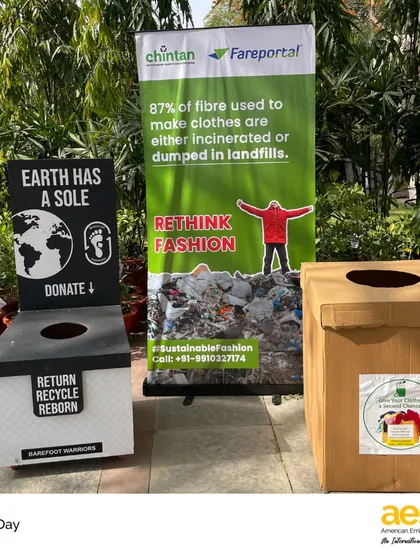 For Earth Day, our community focused on the theme "Our Power, Our Planet." We hosted a T-shirt swap, brought in local cobblers and tailors to promote repair over replacement, and shared potted plants to encourage greening Delhi.