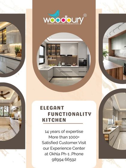 This graphic highlights the blend of elegance and functionality in our kitchens, showing various layouts and finishes that we can customize for you.