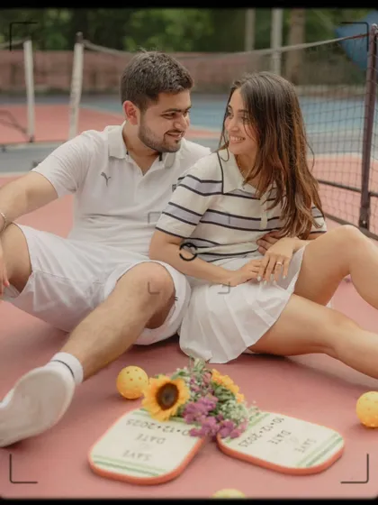 Your hobbies are part of your story. This couple loved pickleball, so we made it the theme of their fun and unique save-the-date announcement. Let's get creative together.