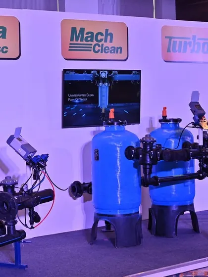 Clean water is crucial for any micro-irrigation system. Our range of advanced filtration solutions, including the Aqua Disc, Mach Clean, and Turbo filters, are designed to prevent clogging and protect your investment. This display showcases our commitment to providing a complete, end-to-end irrigation solution.