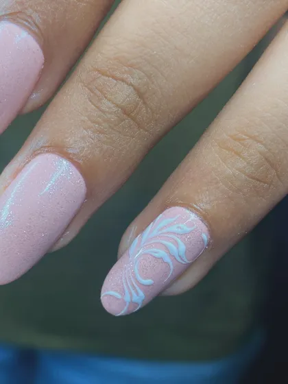 A close-up of the hand-drawn swirl pattern.