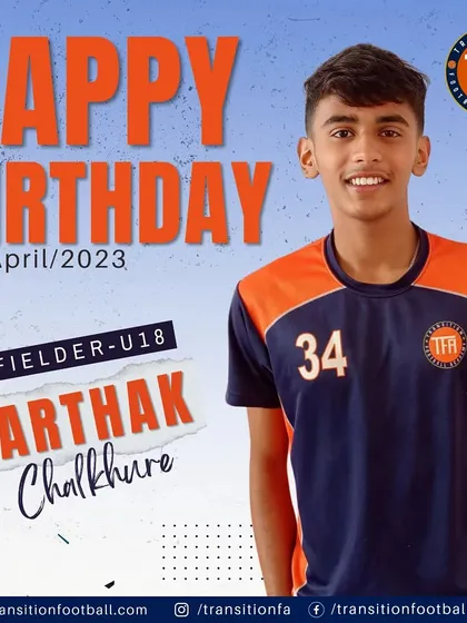 A belated happy birthday wish to Sarthak, my talented U-18 midfielder. I look forward to seeing him continue to shine on the field.