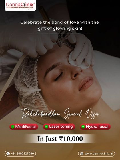 A special offer for Rakshabandhan, this package combines a MediFacial, Laser Toning, and HydraFacial for the ultimate glowing skin gift.