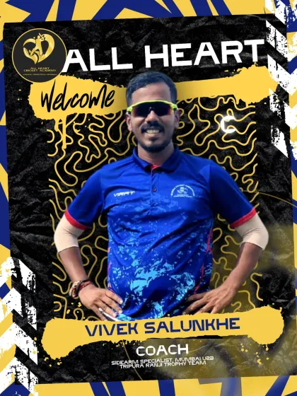 Coach Vivek Salunkhe brings structured intensity to our net sessions, with experience as a sidearm specialist for the Mumbai U23 and Tripura Ranji Trophy teams.