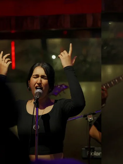 A powerful moment from our rock music gig. Performing rock anthems allows me to showcase a different, more intense side of my vocal abilities.