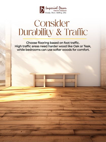 One of our top tips for choosing flooring is to consider durability and traffic. High-traffic areas like hallways and living rooms need harder woods like Oak or Teak. For bedrooms, where comfort is key and foot traffic is lower, you can use softer woods.