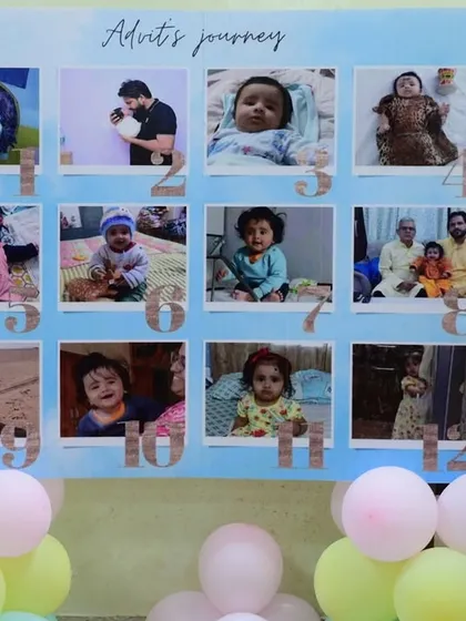 We love creating these "journey" boards, showing the baby's growth over their first 12 months. A beautiful, sentimental piece for Advit's party.
