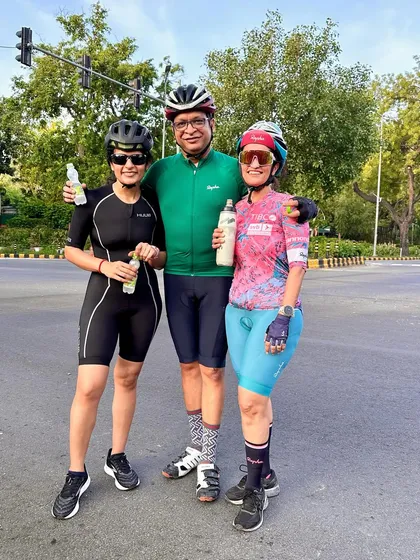 Three members enjoying a break together.