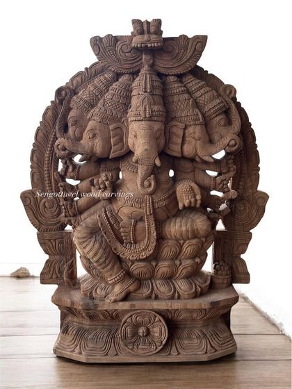 A rare and special five-headed (Pancha-mukha) Ganesha idol. Each head represents a different aspect of consciousness, making this a deeply spiritual and powerful statue for your collection.