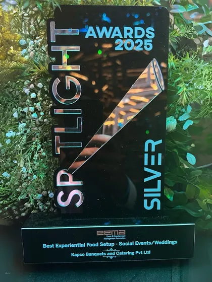 We are proud to have received the Silver Spotlight Award for Best Experiential Food Setup for Social Events & Weddings. This award celebrates our innovative approach to creating engaging food displays.