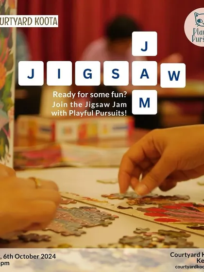 An alternate poster for our October Jigsaw Jam, emphasizing the fun and social aspect.
