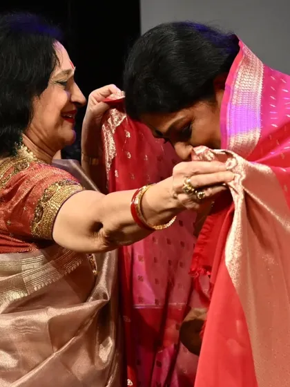 A moment of respect and tradition as I am honoured with a shawl.