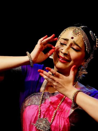 Expressing deep sorrow or longing through dance. Training for Rangapravesha involves mastering the Navarasas, the nine core emotions of Indian classical arts.