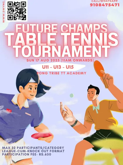 Our 'Future Champs' series is designed specifically for young players. This table tennis tournament for U11, U13, and U15 players uses a league-cum-knockout format to ensure everyone gets valuable match experience.