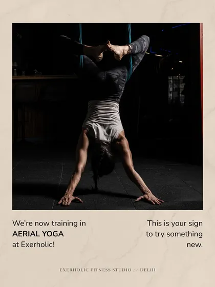 This is your sign to try something new. This powerful inverted aerial pose builds upper body and core strength while teaching you to trust your body in a new orientation.