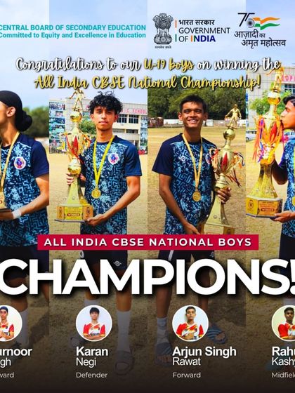 Our players celebrating their victory in the All India CBSE National Boys Championship, representing their schools and making the academy proud.