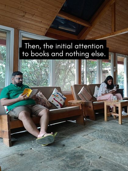 The initial focus is always on the books. Participants settle into the cozy corners of our book lounge, ready to dive into their reading lists and disconnect from the world.