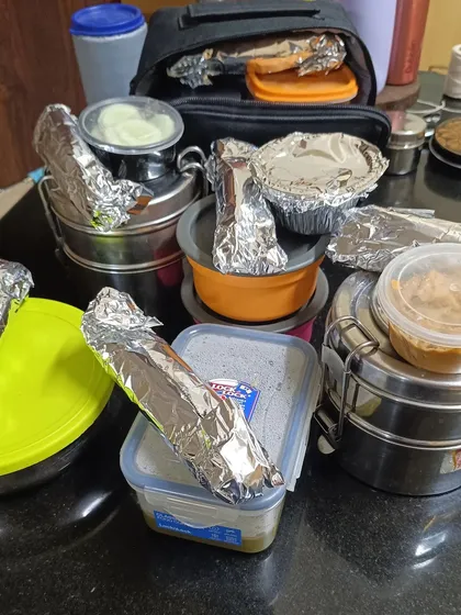 Lots of tiffins, including my steel carriers and other reusable containers, rolling out for dispatch. I am humbled by my customers' love and support.