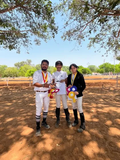 Our riders proudly displaying their medals. These wins are special because they represent the journey of each rider and the commitment of their families and our coaches.