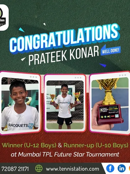 Proud of our star player Prateek Konar, who claimed the Winner (U-12 Boys) and Runner-up (U-10 Boys) titles at the Mumbai TPL Future Star Tournament.