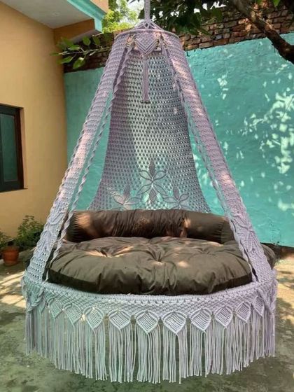 The Bora Bora ice-blue swing is perfect for cooling down. It's not just a swing, it's a comfortable nest for you to come home to.