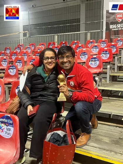 A moment of pride. Our founder and his wife with the Fair Play trophy at the MTU Cup. This is a family mission, and we celebrate our successes together.
