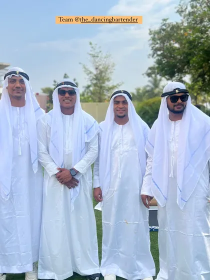 Serving Arabian nights with a touch of luxury. For this destination wedding, our team dressed in traditional thobes to perfectly complement the theme.