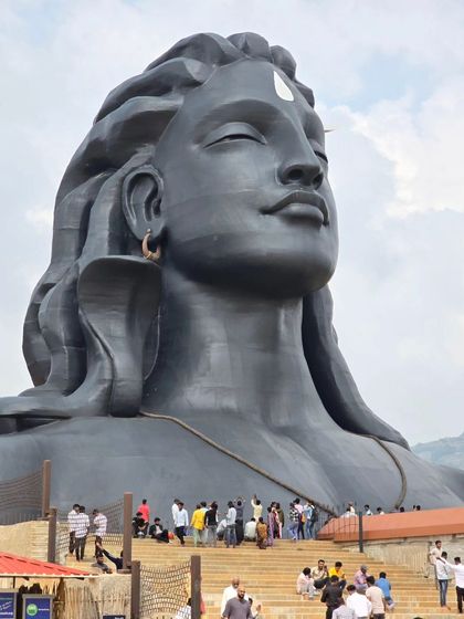 A closer shot of the magnificent Adiyogi statue. Visiting such iconic places is one of the perks of our long distance cultural rides.