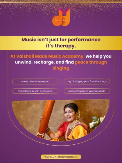 Music isn't just for performance, it's therapy. At my academy, I help you unwind, recharge, and find peace through singing. It's a space for stress relief, self-expression, and finding joy in your favorite songs.