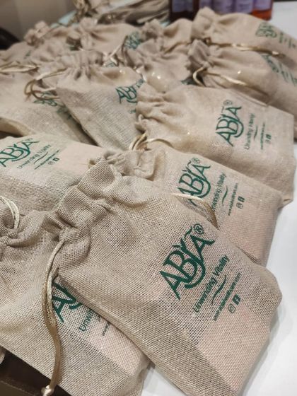 My products packaged in eco-friendly jute pouches, perfect for gifting.