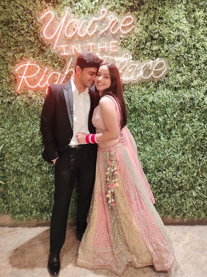 "You're in the right place." This neon sign was perfect.