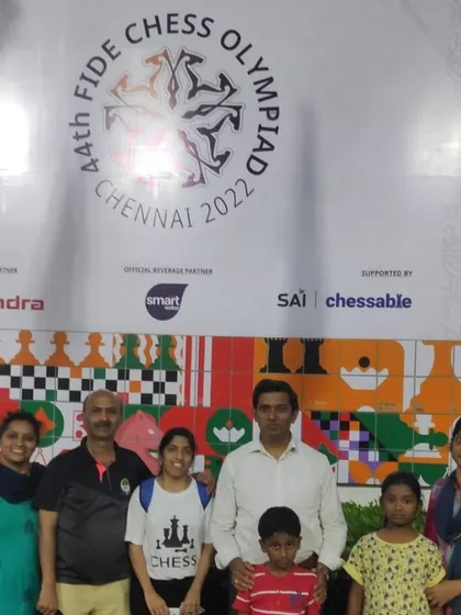 Here I am with my students and their families at the 44th FIDE Chess Olympiad in Chennai, 2022. We believe in providing exposure to major international chess events to inspire our players and deepen their passion for the game.