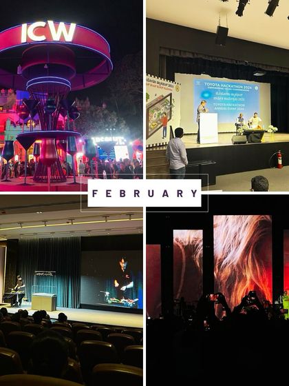 A recap of our work in February. This collage shows a mix of events, from a corporate conference and an intimate concert to a large festival setup, demonstrating the breadth of our capabilities.