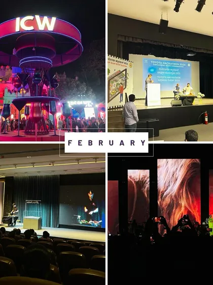 February's highlights, showcasing the India Cocktail Week and several indoor concerts. This demonstrates my versatility in creating both outdoor festival environments and indoor stage setups.