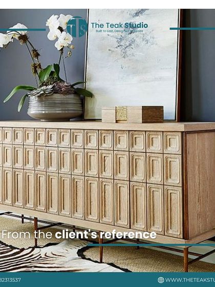 This image shows the client's reference photo for a beautifully detailed wooden cabinet. We specialize in taking these inspiration images and building them to your exact specifications.