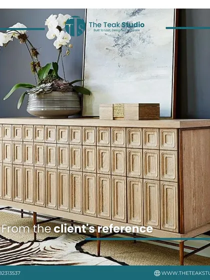This image shows the client's reference photo for a beautifully detailed wooden cabinet. We specialize in taking these inspiration images and building them to your exact specifications.