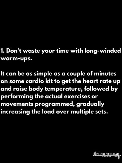 Here are three key pieces of advice for weight training. Keep warm-ups simple and specific, ensure your working sets are hard with maximal intent, and don't rush progressive overload. Patience and consistency are more important than complexity.