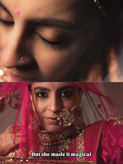 A close-up of the shimmering eye makeup and the final look through the veil. It's a privilege to be part of these magical moments.
